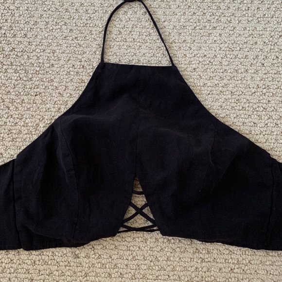 TOBI black crop halter top - Picture 1 of 5